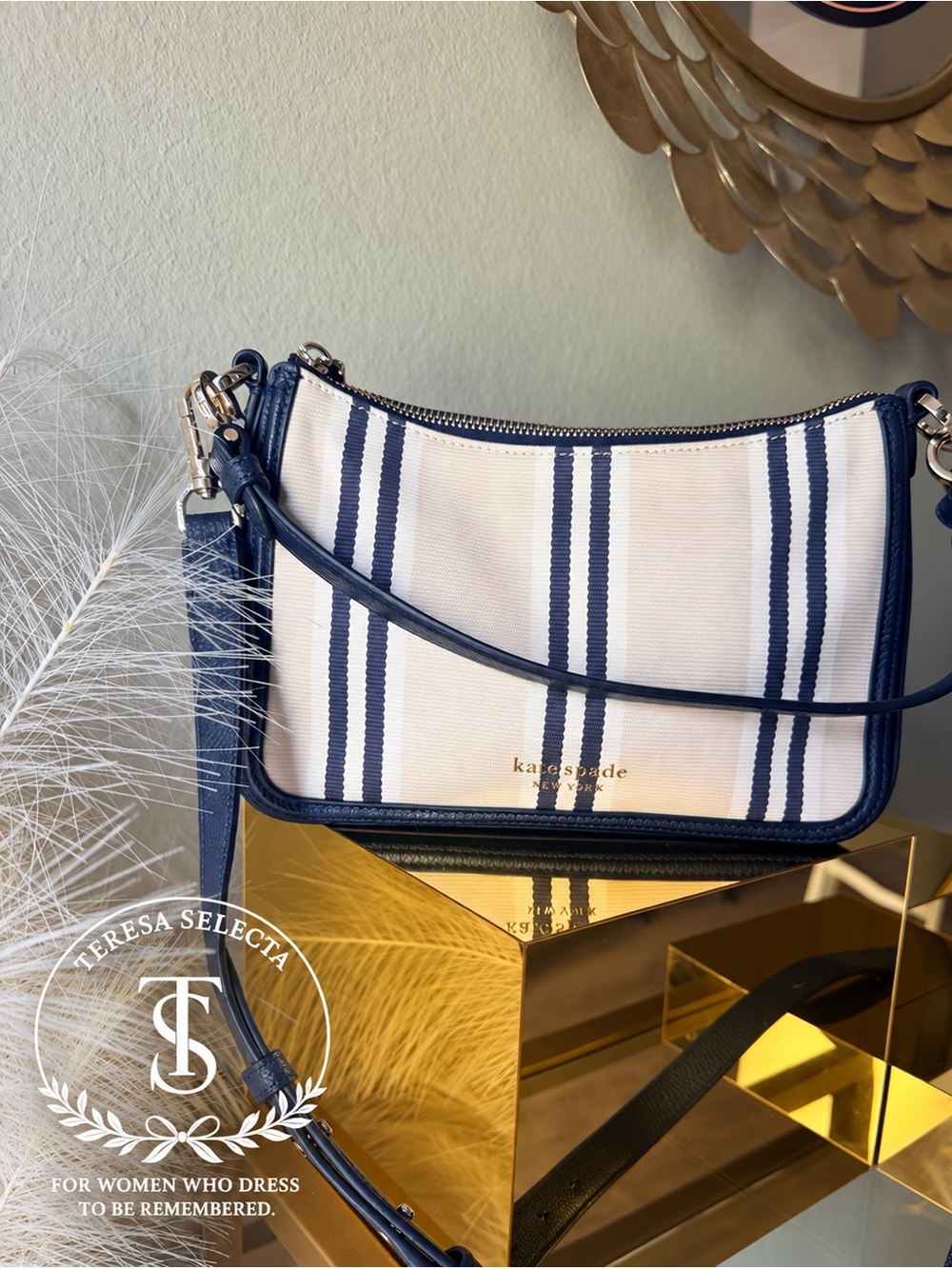Kate Spade Hudson Striped Convertible Crossbody Shoulder Bag